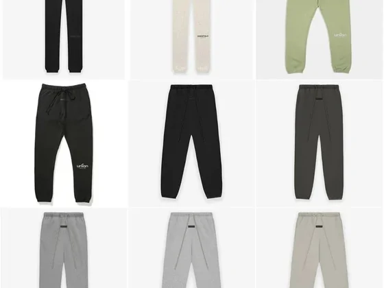 Cuffed jersey sweatpants in black, cream, sage and grey