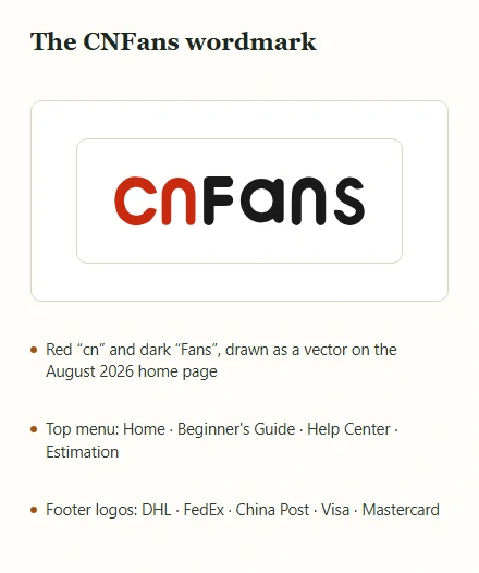 The CNFans wordmark, red lowercase cn followed by dark Fans, on a white panel